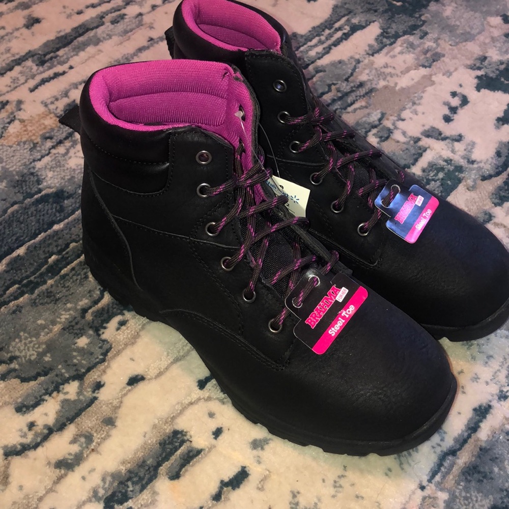 NWOB Black Steel Toe Boots